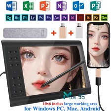 10x6" Graphic Tablet Drawing Pad with Digital Pen Quick Reading Pressure Sensing