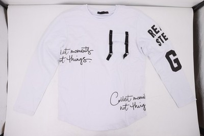 SAW Clothing Mens XXL Long Sleeve T-Shirt White Streetwear Graphic Straps