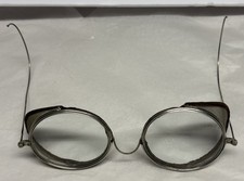 Antique Vintage Wire Mesh Safety Glasses With side shields  Leather Trim Edges