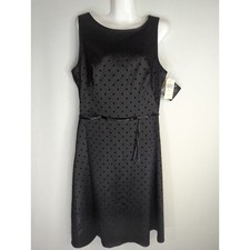 CDC Womens Velvet Polka Dots Sheath Dress Black Size 14 NWT Pinup Retro Preppy