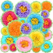 21 PCS Large Paper Flowers Fiesta Decoration Wall, Mexican Tissue Spring Party