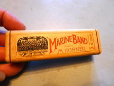 Hohner Marine Band Cased Used 4 Inch Long Harmonica... 10 HolePlays C..