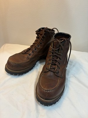 Red Wing Roughneck Men s Brown Leather Moc Toe Lace-Up Ankle Boots US 7.5 D
