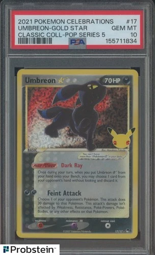 2021 Pokemon Celebrations Classic Coll. #17 Umbreon Gold Star PSA 10 GEM MT