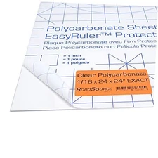 Polycarbonate Clear Plastic Sheet 24" X 24" X 0.0625" (1/16") Exact, EasyRuler 