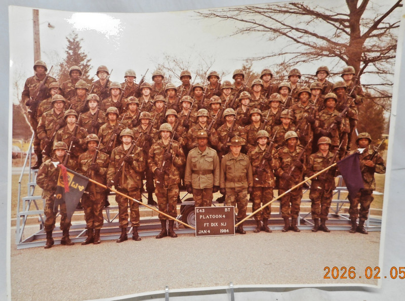 Vintage Photo Grad Class Army Training Center Platoon 4 Fort Dix 1984 New Jersey