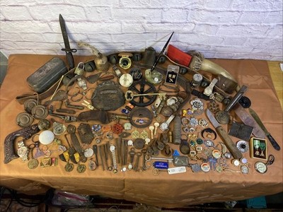 Vintage Junk Drawer Lot 1800 s 1900 s Sterling Silver WW1 Victorian