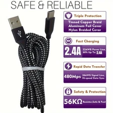 USB-A to  Type-C Fast Charging Data SYNC Charger Cable Cord 6/10FT