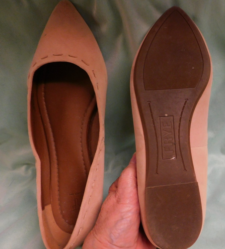 FRYE WOMEN'S SHOES BALLET FLATS BEIGE CLASSIC POINTED TOE WEAVE OPENING 9M NEW - Picture 6 of 7