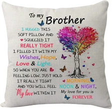 To My Brother Pillowcase Gift, Funny Brother Pillow Cover for Men Boys Teens Bir