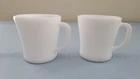 Fire King~ 2 Vintage White Milk Glass Coffee Mugs Cups~ Heat Proof   EUC