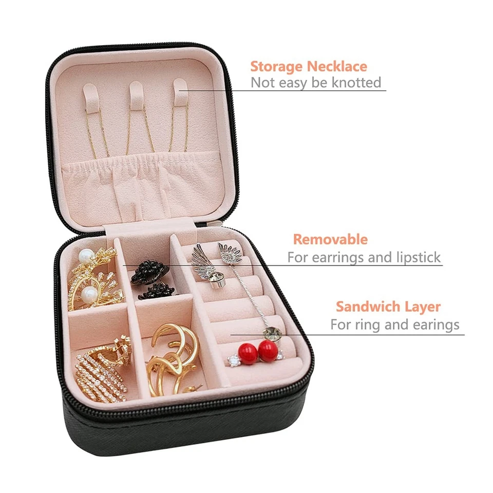 迷你珠宝旅行箱,小型旅行便携式展示存储盒,迷你 Sto... — 第 4/4 张图片
