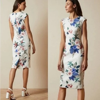 TED BAKER London Floral Print Sharley Jamboree Cap Sleeve Dress size 3 = 8/10 M