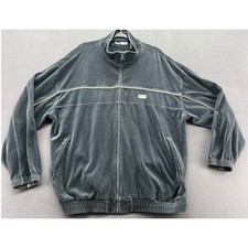 VTG Fila Mens Velour Track Jacket Charcoal Gray Full Zip Mock Neck XXL