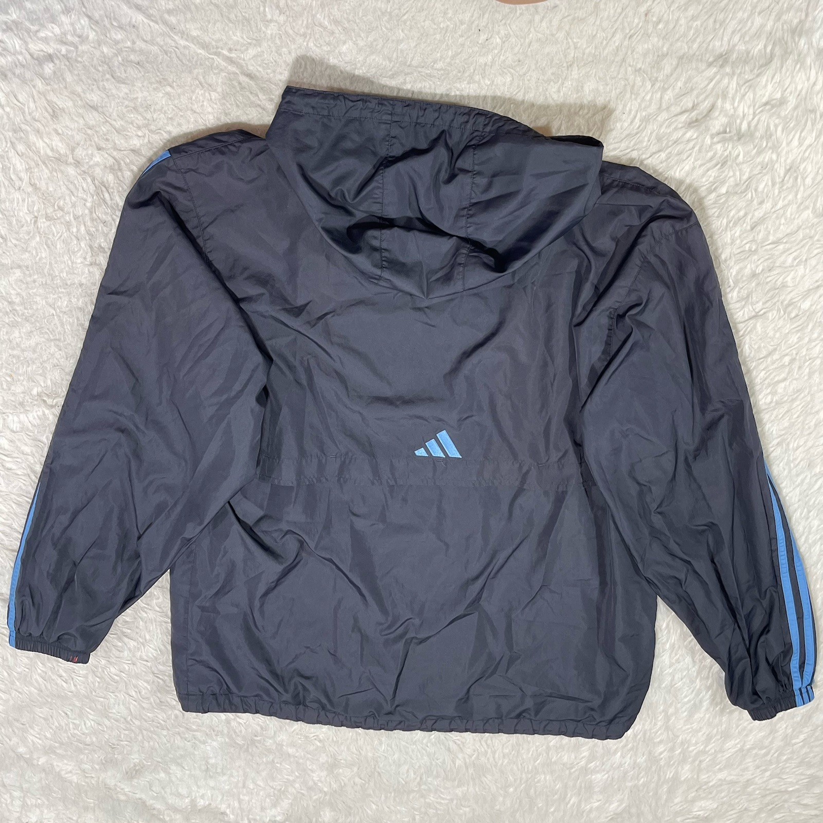 Adidas Pullover Windbreaker Jacket Snap Button Bl… - image 2