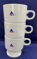 Vtg Delta Airlines Logo ABCO  Footed Coffee Tea Mug Cup Mug Set of 3 Stacking