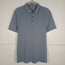 LULULEMON Shirt Evolution Polo Pique Knit Men s Small Blue Cotton Blend Stretch