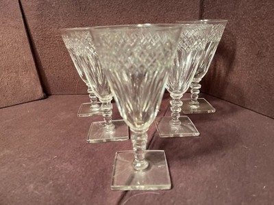 6 Fine Antique Signed Hawkes 6 1/2'' Donisel Crystal Water Goblets