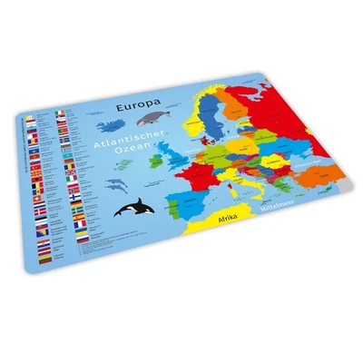 stabiles Vinyl Tischset - Europa mit Flaggen und Hauptstädten - Bild 1 von 4
