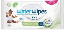 WaterWipes Sensitive Baby Wipes 60 Count, 99.9 Water Unscented