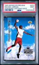 1993 UD SOCCER HONORARY CAPTAIN ENGLISH/SPANISH GOLD #HC3 MICHAEL JORDAN PSA 9