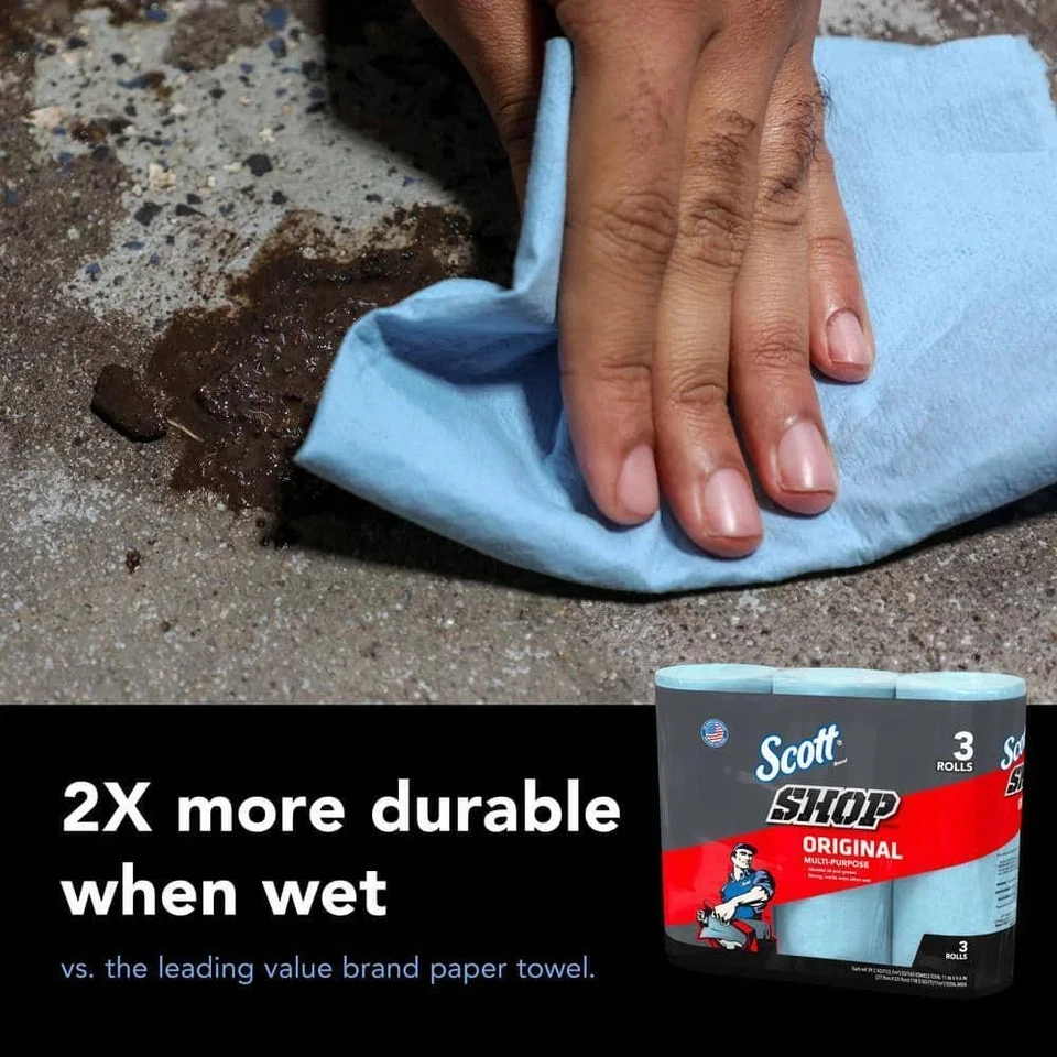 Scott Shop 毛巾原装蓝色商店毛巾 10 件装 - 3 包 10 (30 卷) — 第 2/4 张图片