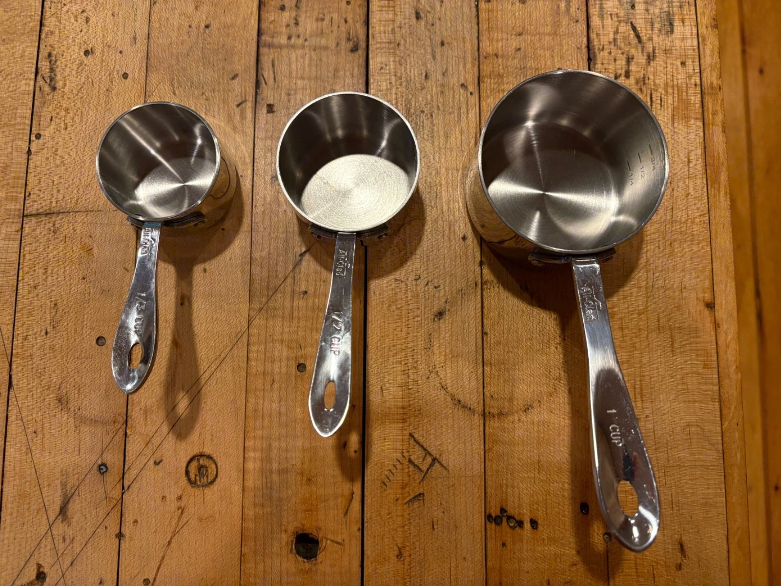 All-Clad Stainless Steel Measuring Cups 3 pc Set 1/3 1/2 1 Cup *READ*
Opens in a new window or tab
