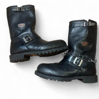 Red Wing Engineer Boots 988 10 D Steel Toe Vibram Black Leather (TRUE SIZE 12.5)