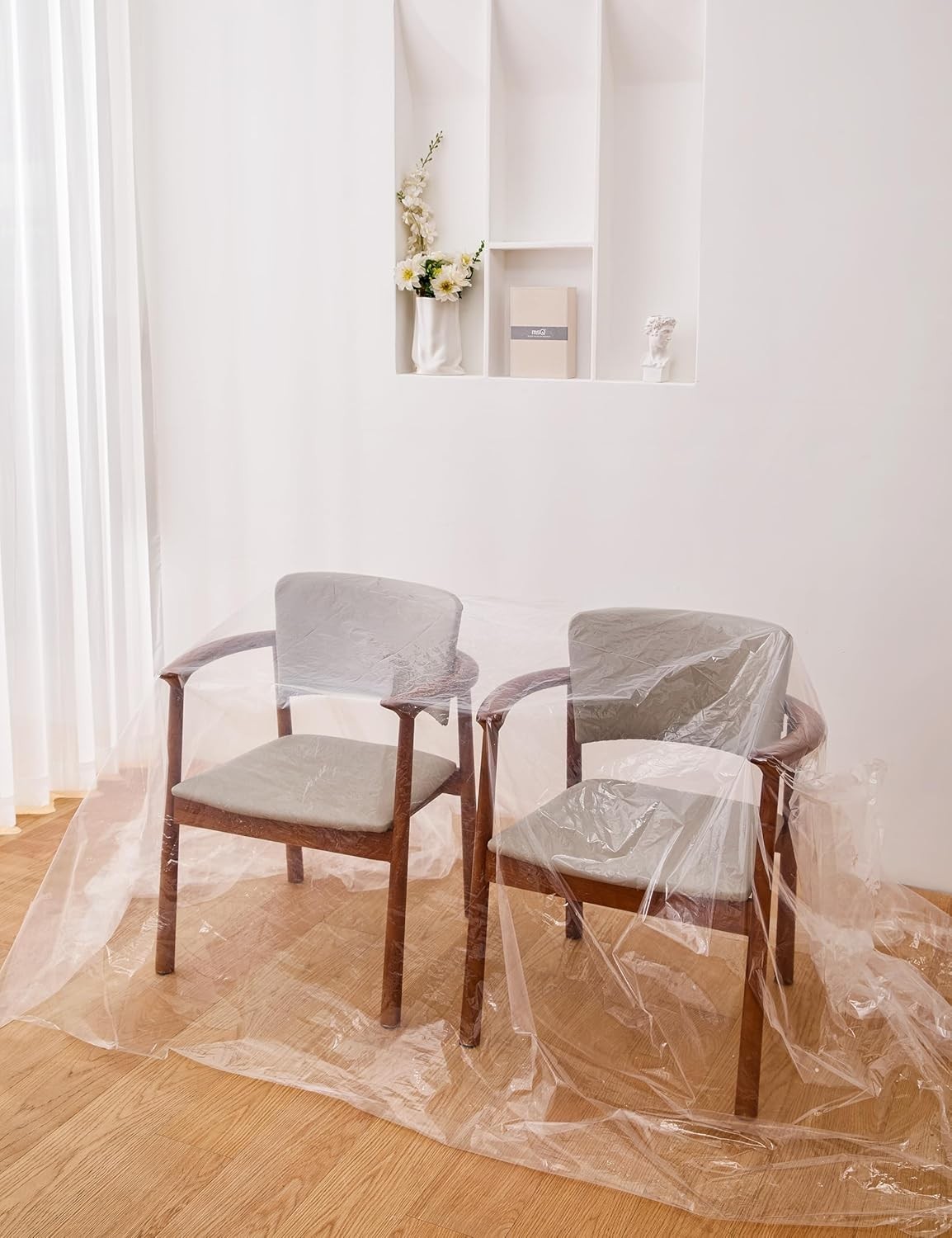 2-Pack Heavy Duty Chair Covers - Clear Waterproof Plastic for Moving & Storage