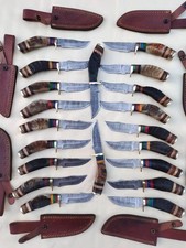 Lot Of 20 Handmade Damascus Steel Skinner Knives | 8" Hunting Knives with Sheath