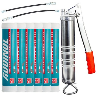 ADDINOL Mehrzweckfett L 2 G Graphitfett Grafitfett 6X 400 g + Fettpresse BockTec