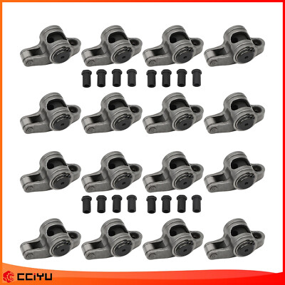  Stainless Steel Roller Rocker Arms & Stud For Chevy SBC 350 400 1.6 Ratio 3/8''