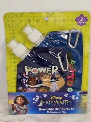 New Disney Encanto Reusable 10oz Drink Pouch 2 Pack  - Mirabel - Luisa - Isabela
