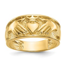 Claddagh Ring Anniversary Band 14k Solid Yellow Gold