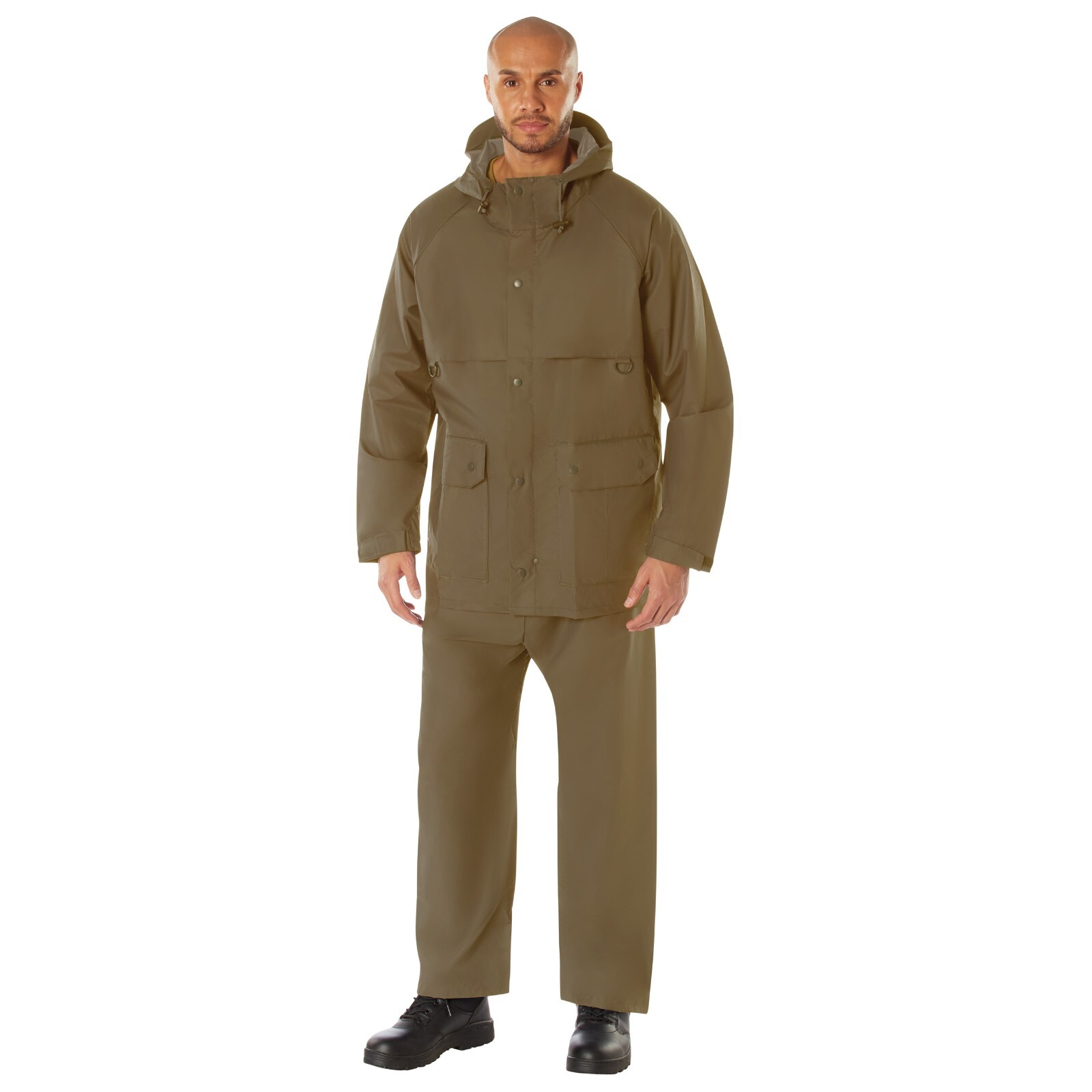 Rothco 2 Piece Microlite PVC 100percent Waterproof Rainsuit - Coyote Brown image 4