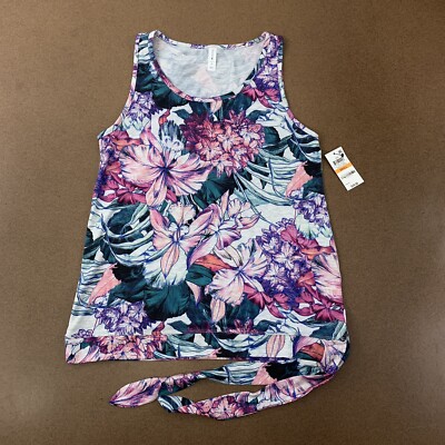 Ideology Women's Size Small Hibiscus Garden Floral Print Athletic Tank Top NWT