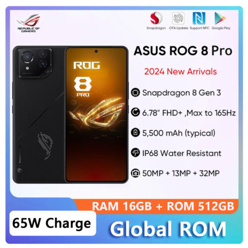 ASUS ROG Phone 8 Pro 5G Snapdragon 8 Gen 3 NFC 165Hz 16G + 512GB IP68 WODOODPORNY - Zdjęcie 1 z 18
