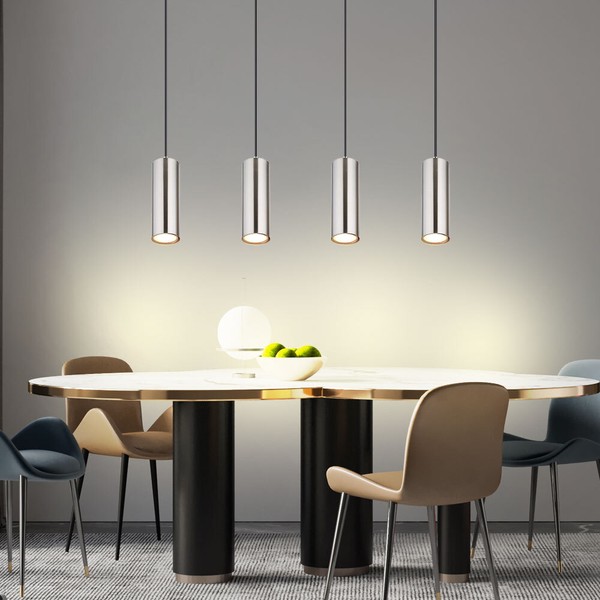 HäNgeleuchte Pendellampe Esstischleuchte Deckenlampe 4-Flammig Silber H 120 Cm-image