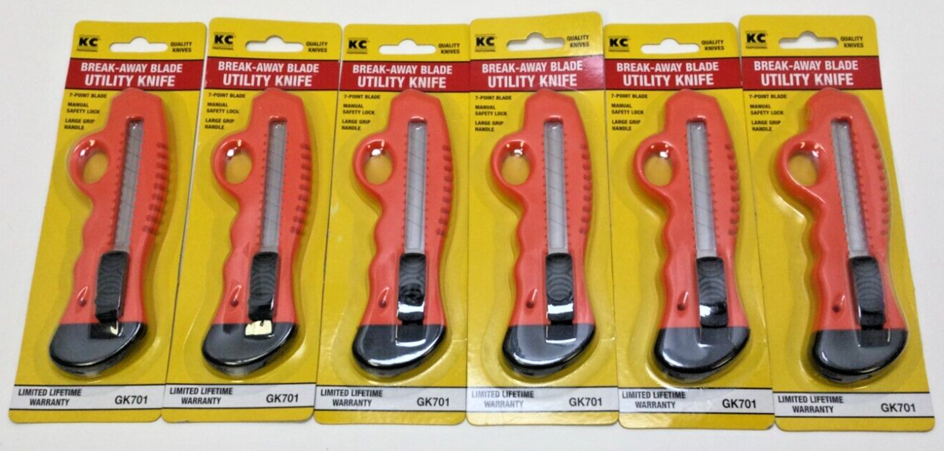 KC Professional Break-Away Blade Utility Knife, 7 Point Blade, Large Grip, 6/Lot