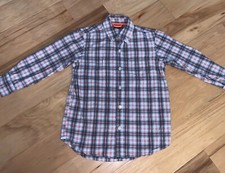 GAP KIDS BOYS ORANGE  GRAY PLAID BUTTON DOWN SIZE 6-7 EXCELLENT COND LD6
