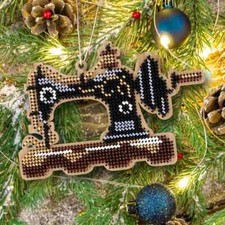 DIY Bead Embroidery Kit on Wood Christmas Sewing Beadwork Beaded Craft Art Set