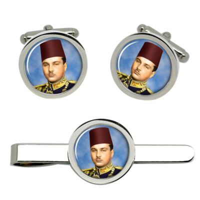 King Farouk I Cufflinks and Tie Clip Set
