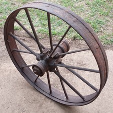 Antique Vintage Steel Iron 30 Inch Wagon Cart Wheel Yard Art Estate Sale