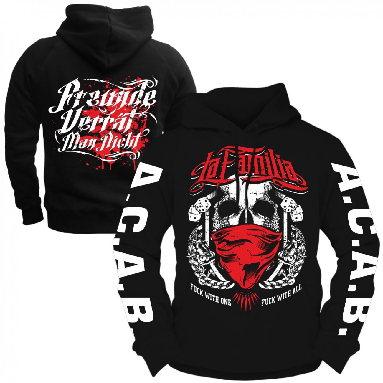 Suéter con capucha para hombre La Familia amigos sin traición calavera ropa de calle fck