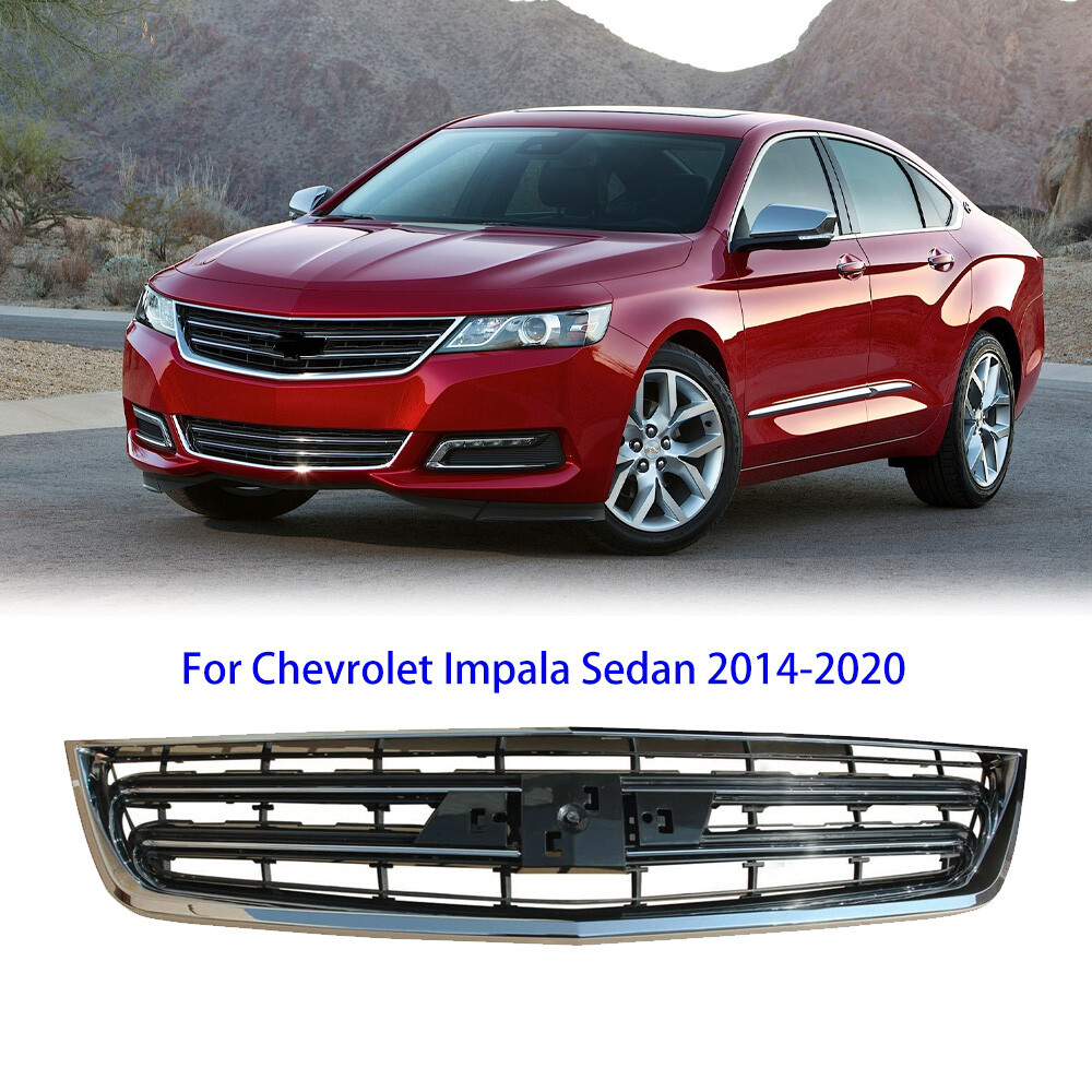 Fit For Chevrolet Impala Sedan 2014-2020 Chrome+Black Front Bumper Upper Grille
