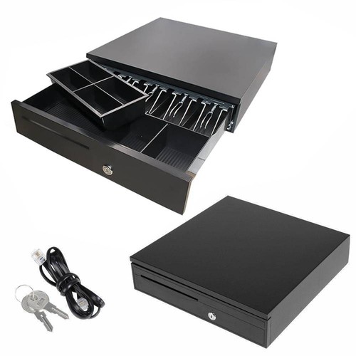 Manual/Electronic Cash Drawer Heavy Duty Cash Register POS 5 Bills 6 Coins Tray - Picture 3 of 14