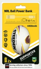 NRL Steeden Rechargeable Phone Charger Powerbank Broncos--DUAL USB,4400 mAh,gift