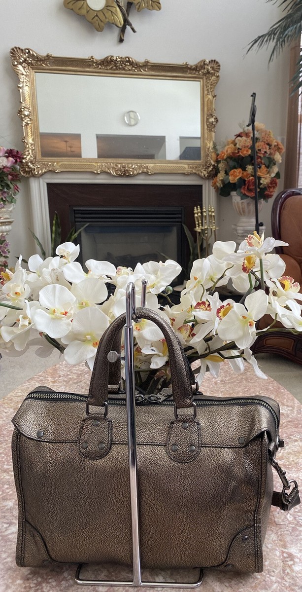 Coach Rhyder Large Metallic Gold Black Leather Satchel