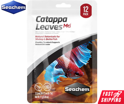 Seachem Catappa Leaves 6-7'' Shrimp Betta Fish Aquarium Water MD 12PK*