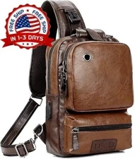 Bandolera Para Hombre Mochila Viaje Cartera Bolso De Hombro Mariconera Marrón US
